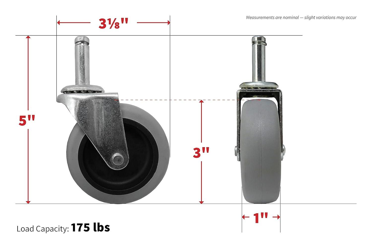 Shepherd 3-Inch Gray Thermoplastic Rubber Swivel Caster