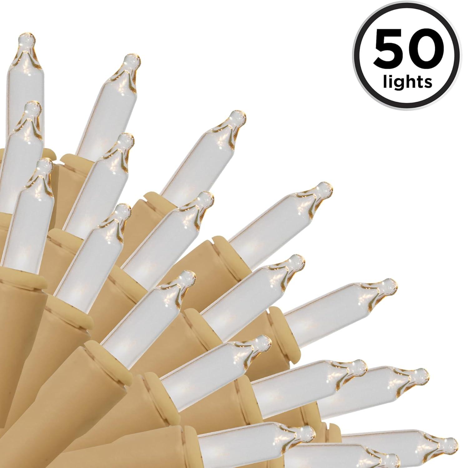 Brite Star 50 Count Designer Series Light Set, Clear, Champagne Wire