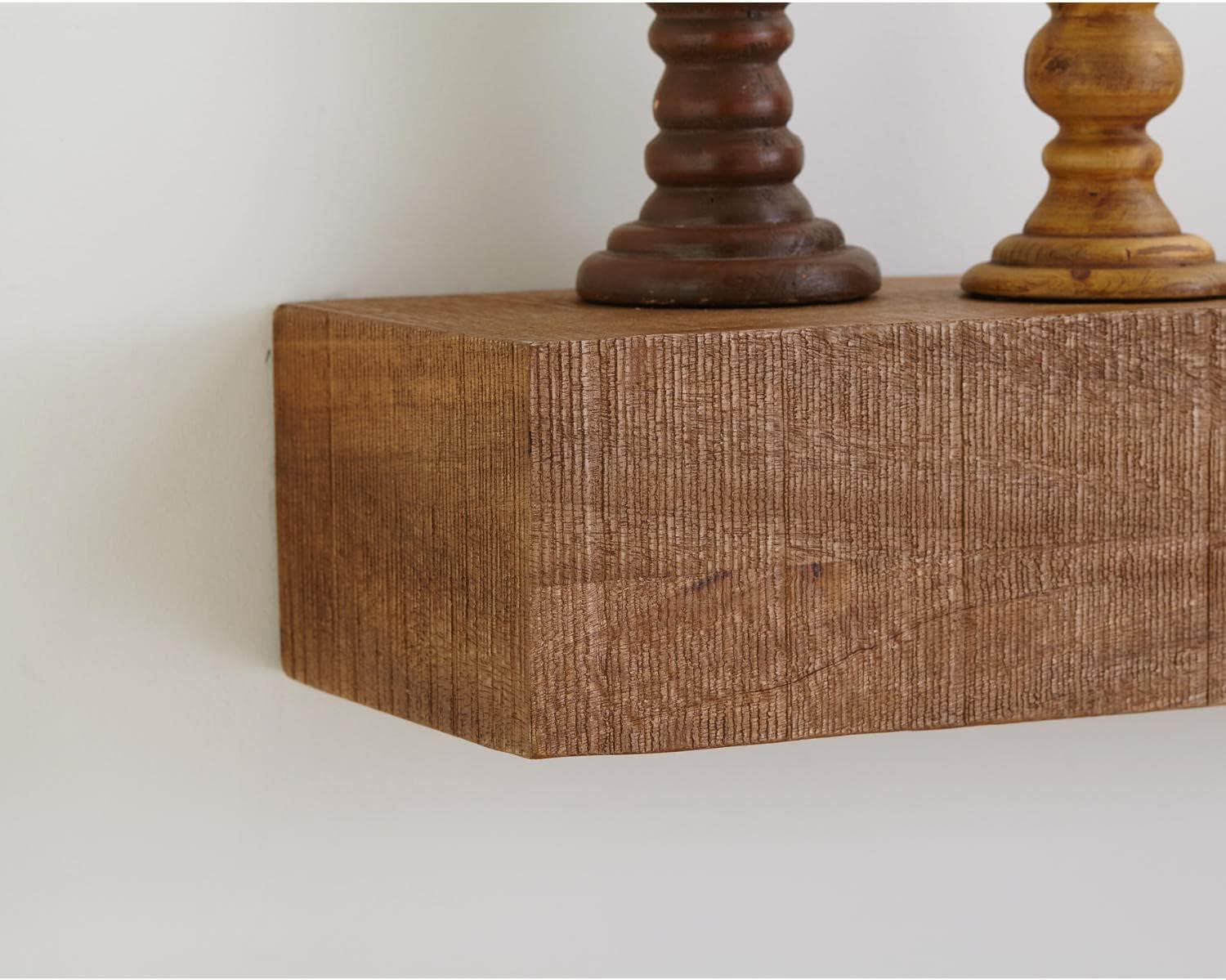 Cadmon Brown Rough Sawn Wood Wall Shelf