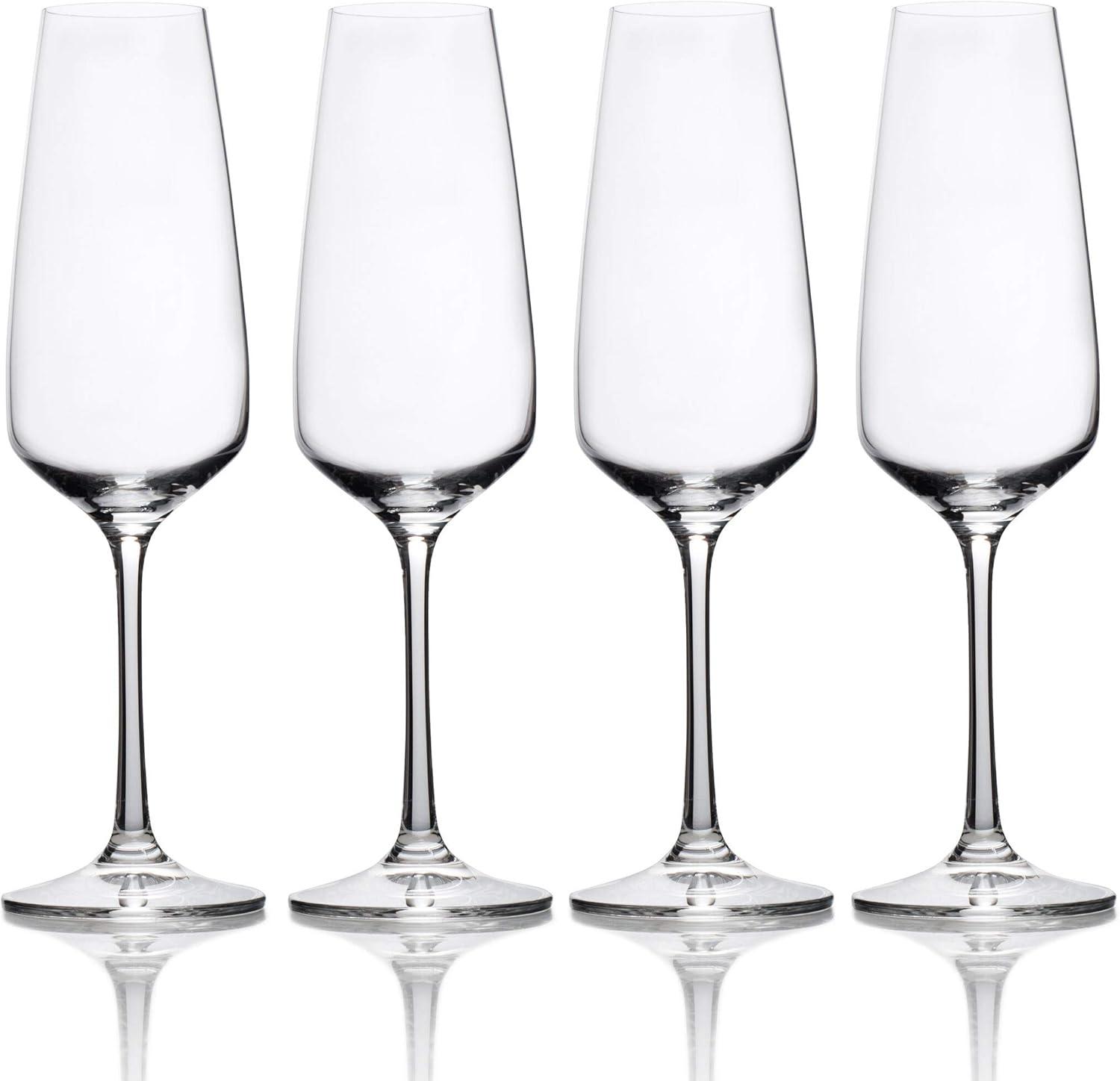 Melody Clear European Crystal Champagne Flutes, Set of 4