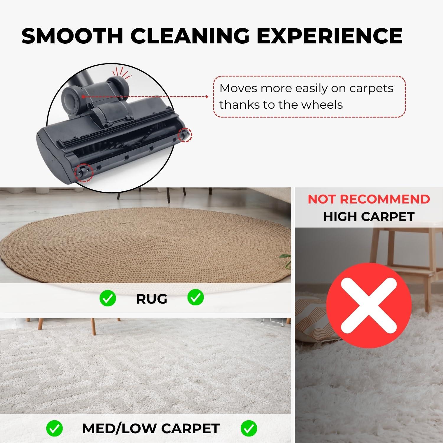 1.25'' Vacuum Turbo Brush Head for Small Shop Vac Accessories- Pet Hair Removal Vacuum Attachment - Work on Low Carpet, Wood Floor, Tile Floor