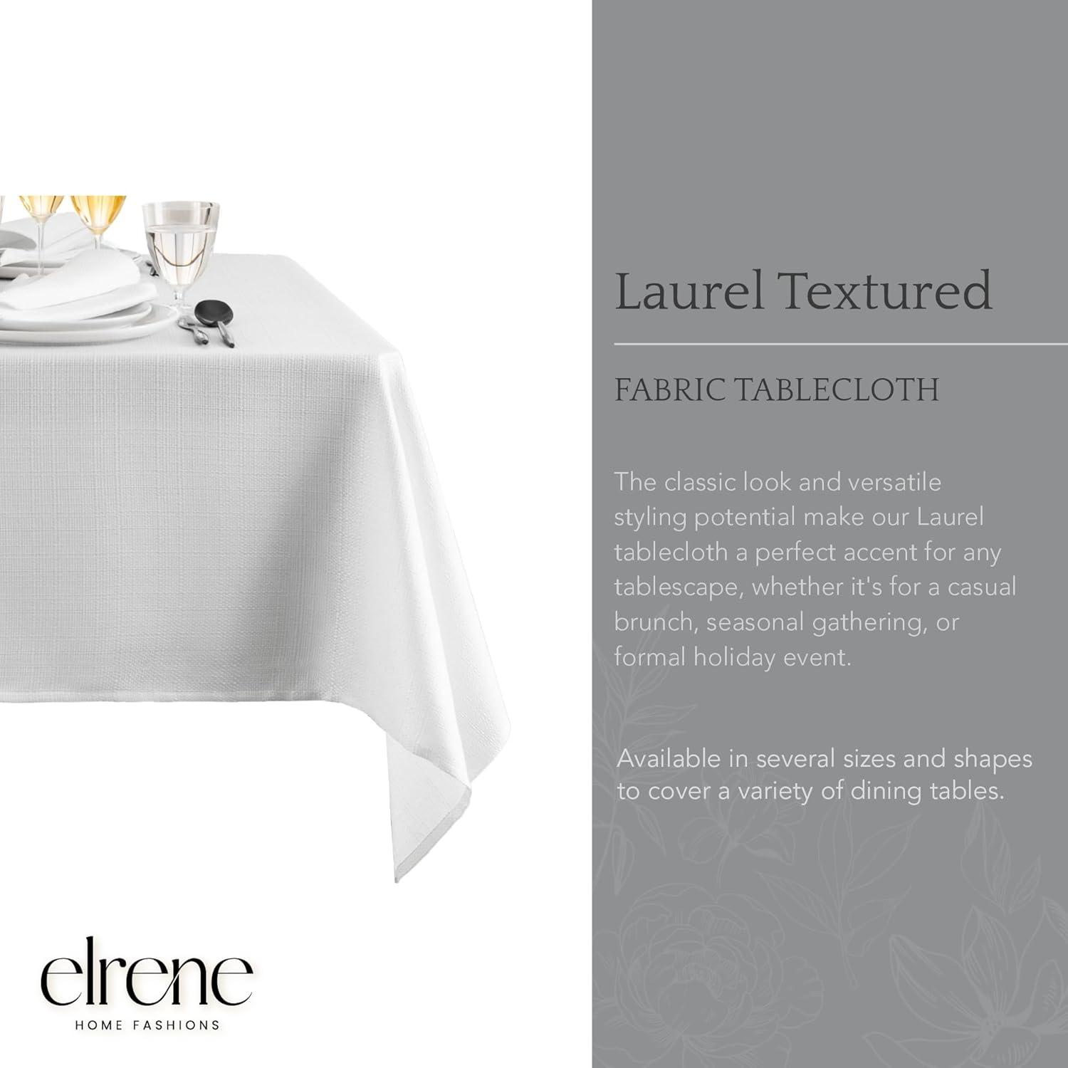 Elrene Laurel Solid Texture Water and Stain Resistant Tablecloth 60x120 - White