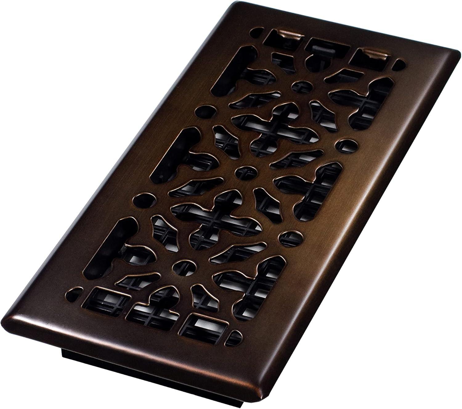 Decor Grates 4" x 10" steel plated rubbed bronze finish gothic design floor register