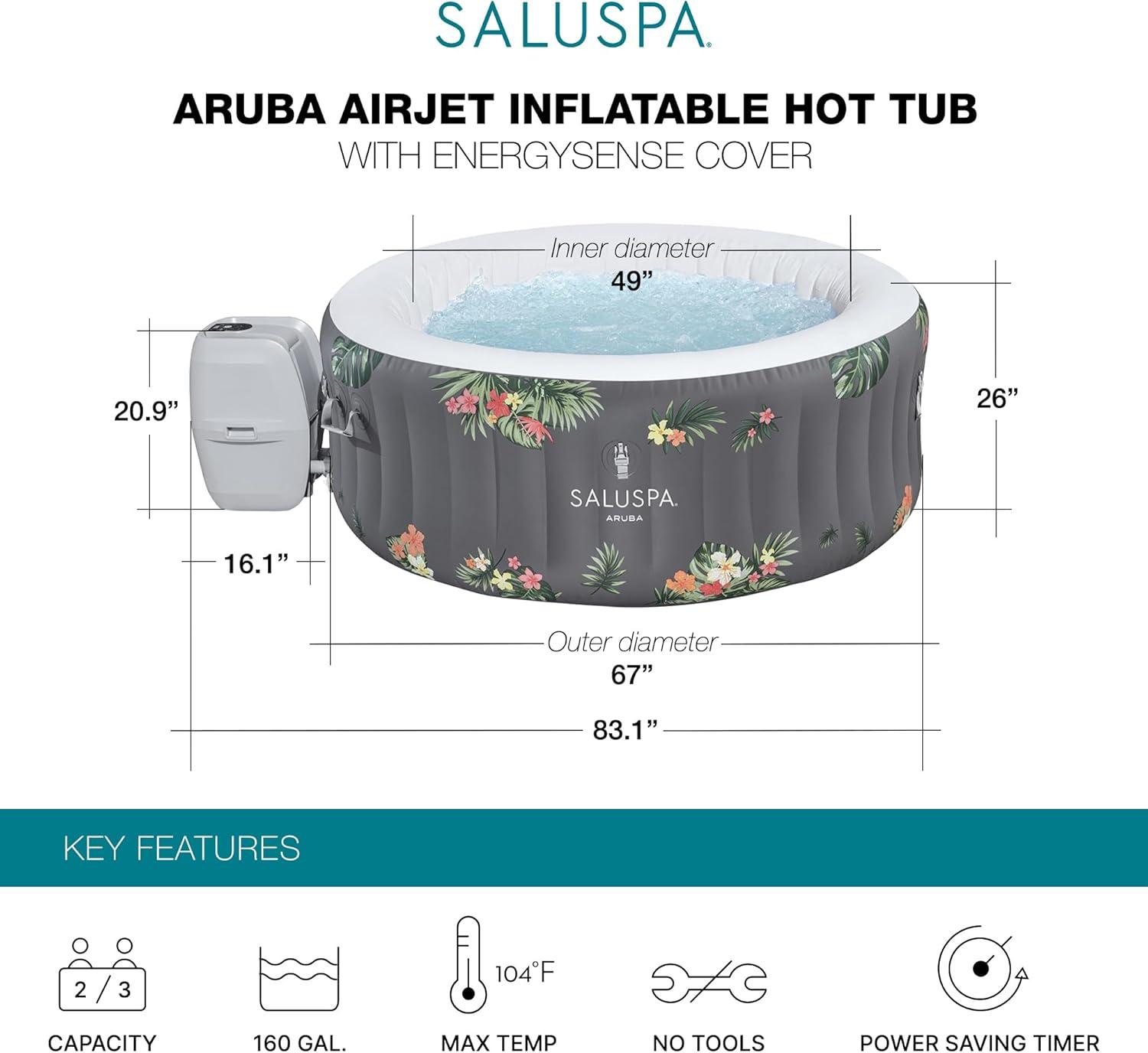 Bestway 3 Person - Person 110 - Jet Vinyl Round Inflatable Hot Tub in Gray