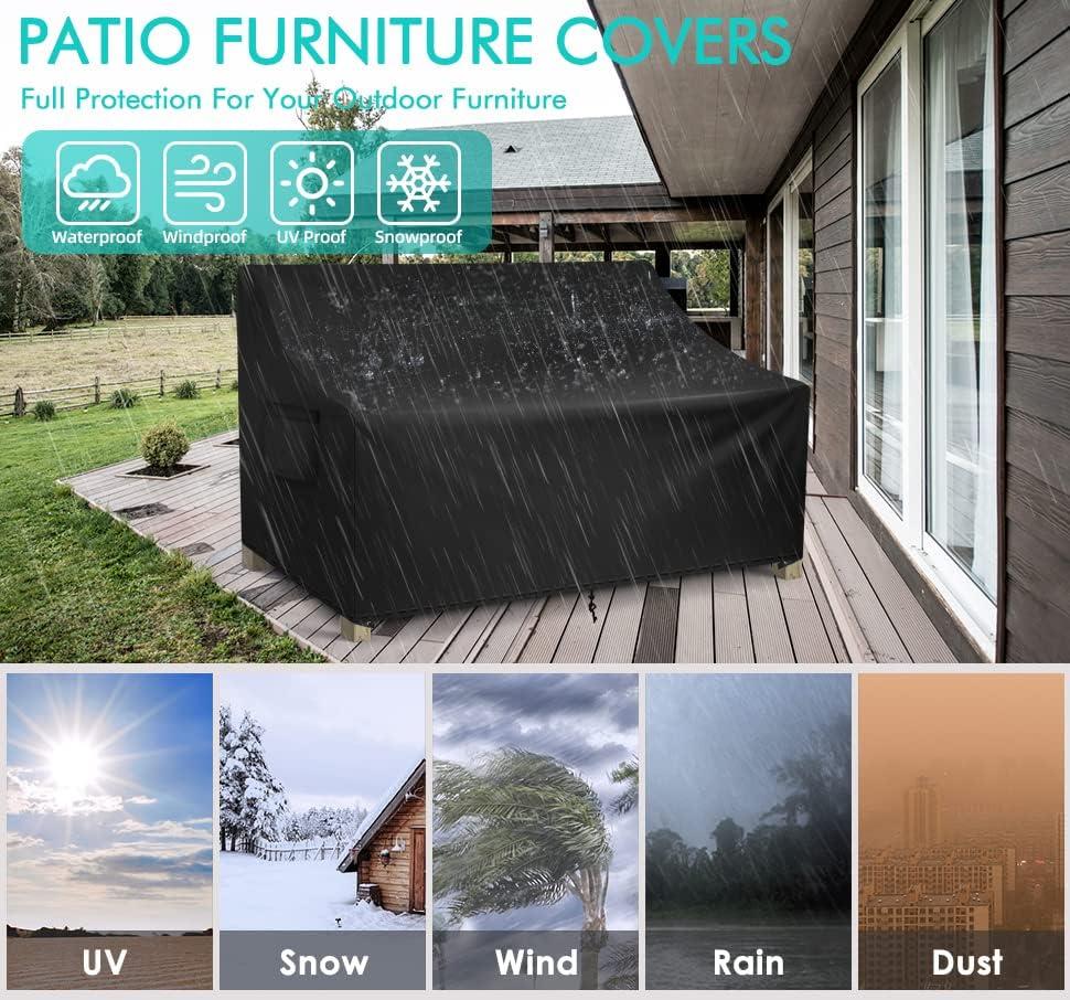 WLEAFJ Patio Sofa Cover Waterproof, Outdoor Loveseat Cover, Heavy Duty Outdoor Couch Cover, Large Lawn Patio Furniture Covers with Air Vent, 48’’ W x 26’’ D x 33’’ H