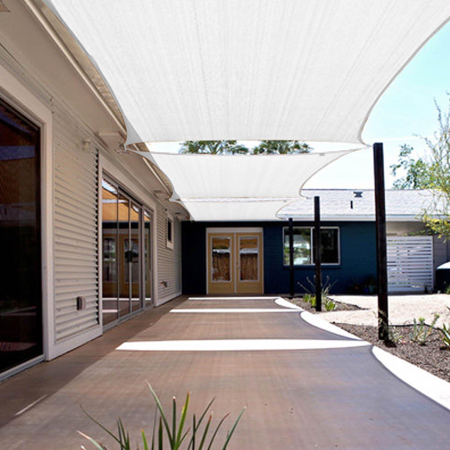 Khomo Gear 8 x 12 Ft White Rectangle Shade Sail, UV Resistant