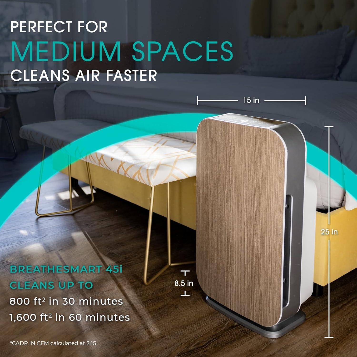 Alen BreatheSmart 45i 800 SqFt Air Purifier with Pure HEPA Filter - Graphite