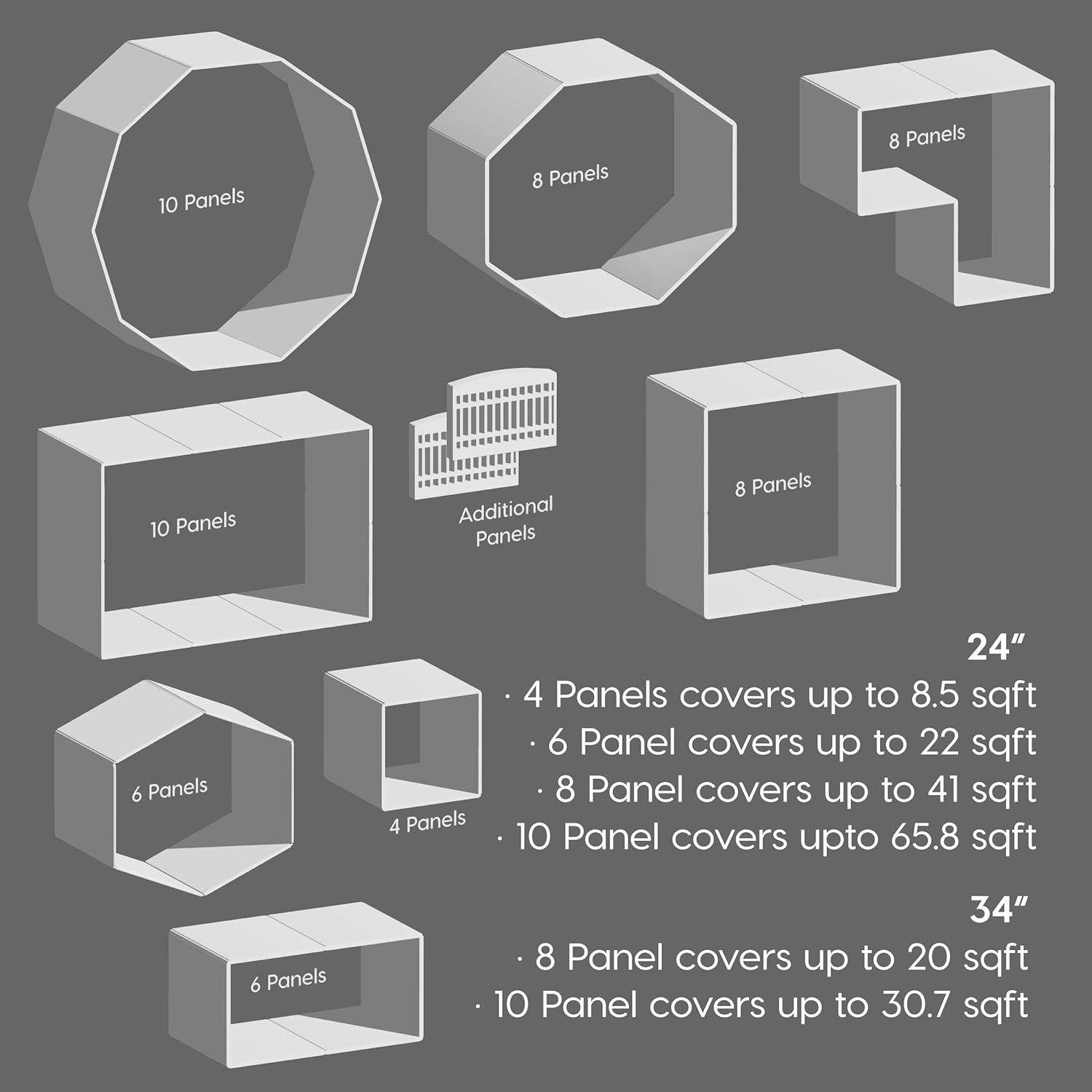 IRIS 4-10Panel 24/34"H Foldable Exercise Enclosure Plastic Pet Playpen with Door