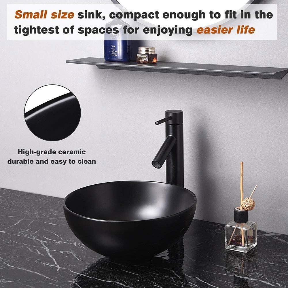 Aquaterior 12'' Porcelain Circular Bathroom Sink