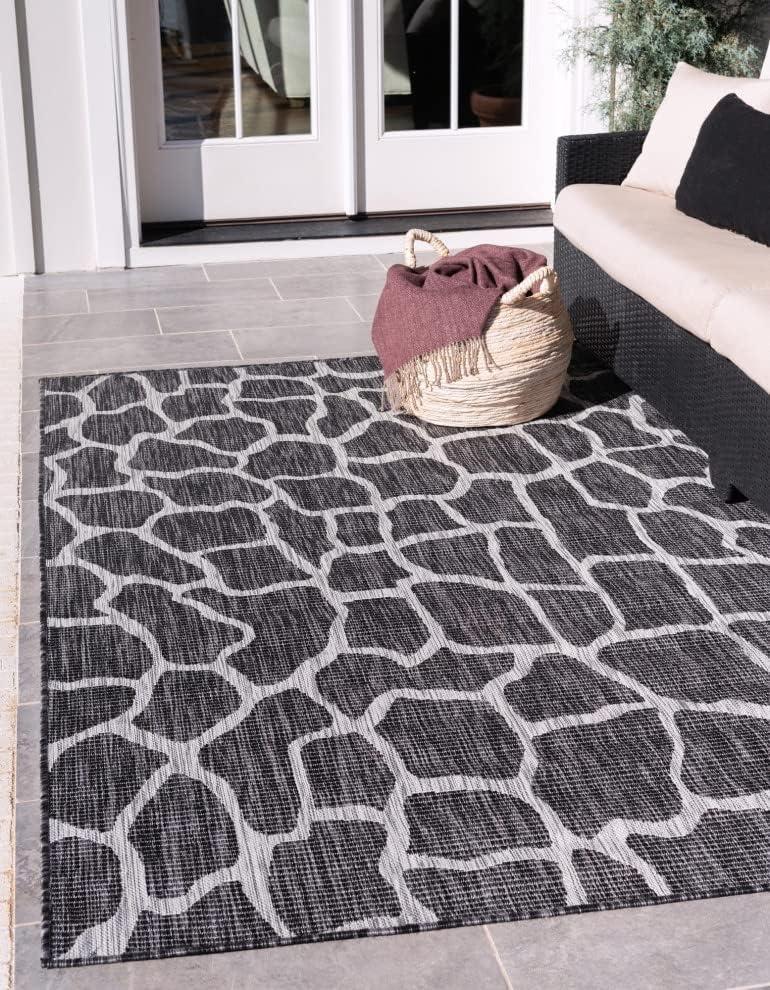Unique Loom 6' 1 x 9' 0 Rectangle Indoor/Outdoor Safari Charcoal Gray Area Rug