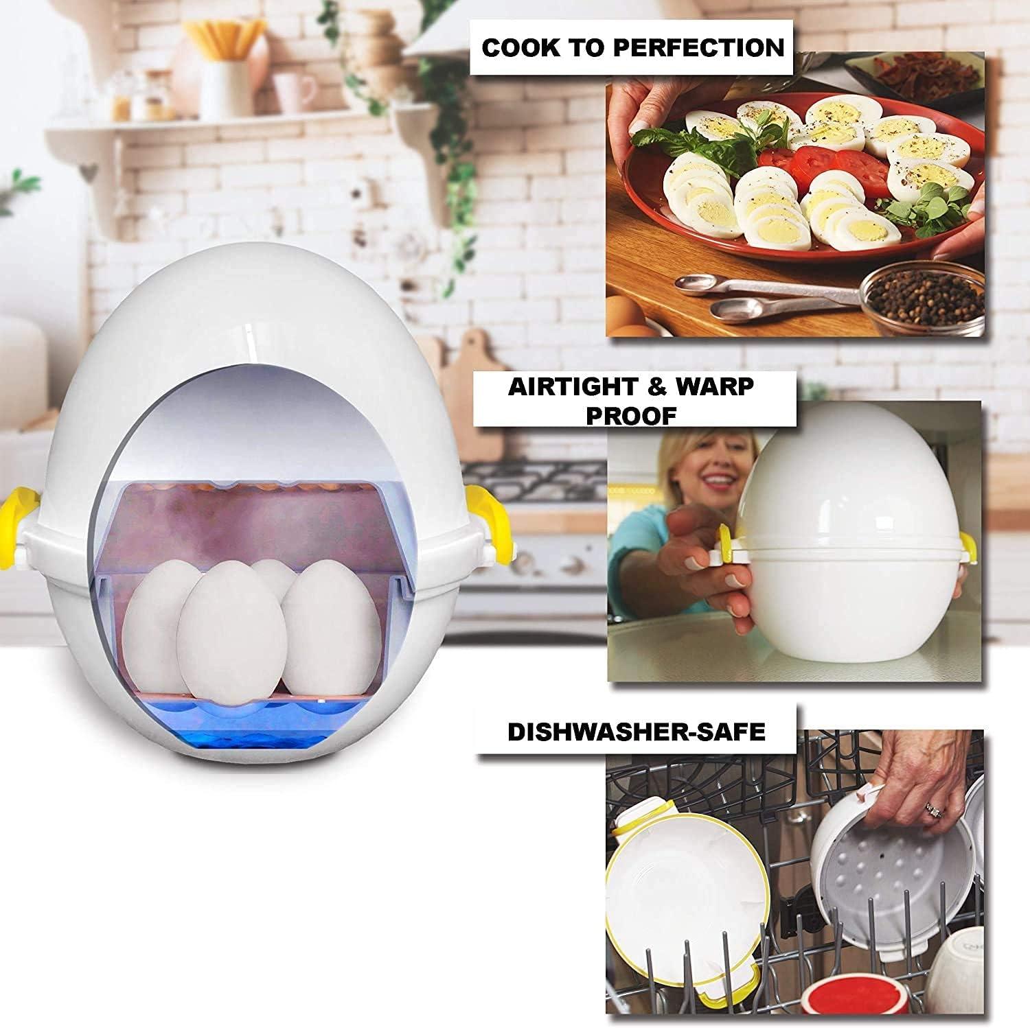 Egg Pod Microwave Egg Cooker Hard Boiled Egg Maker Cooker Steamer Fits 4 Eggs Vegetables