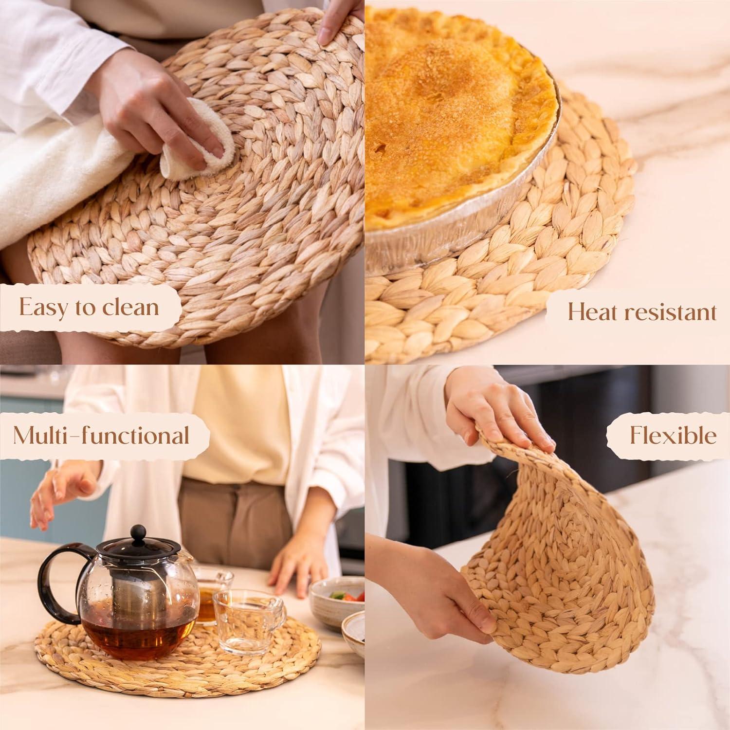 Set of 6 Natural Water Hyacinth Woven Placemats