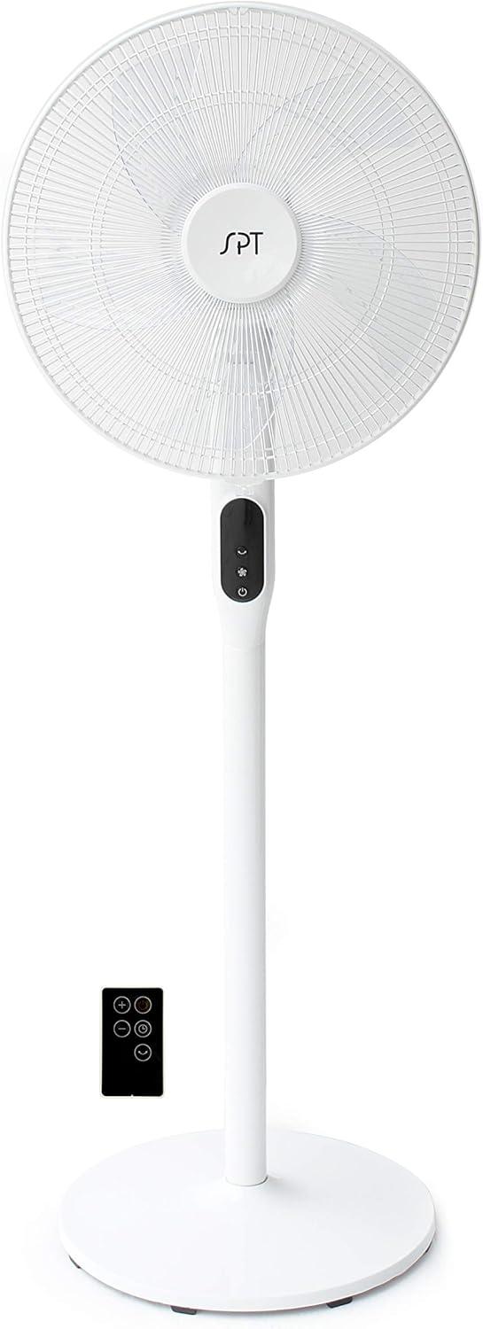 16" DC-Motor Energy Saving Stand Fan with Remote and timer-Piano White