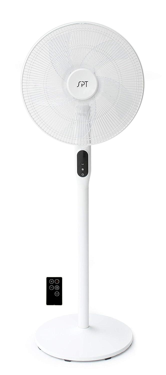 16" DC-Motor Energy Saving Stand Fan with Remote and timer-Piano White
