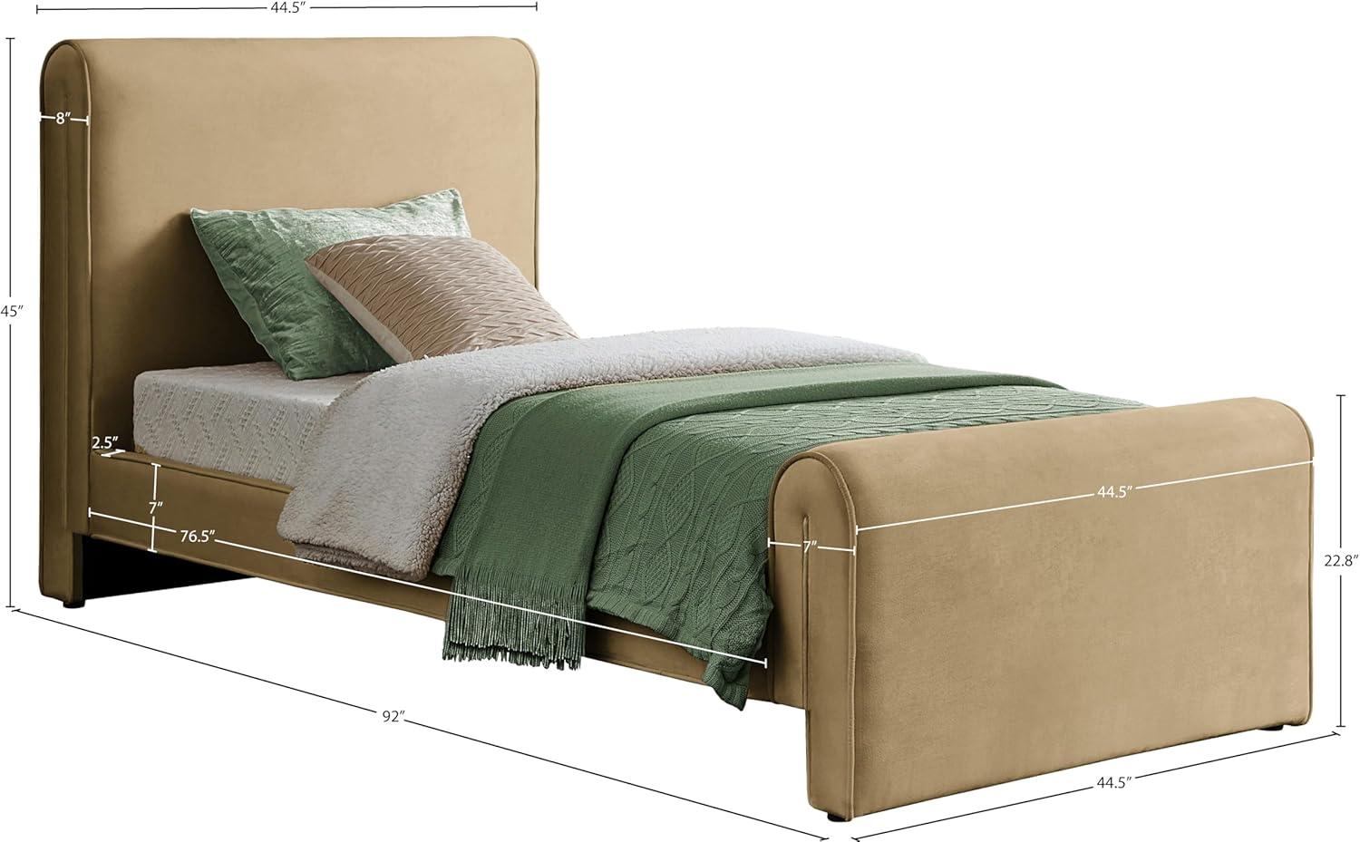 Meridian Furniture Sloan Camel Velvet Queen Bed