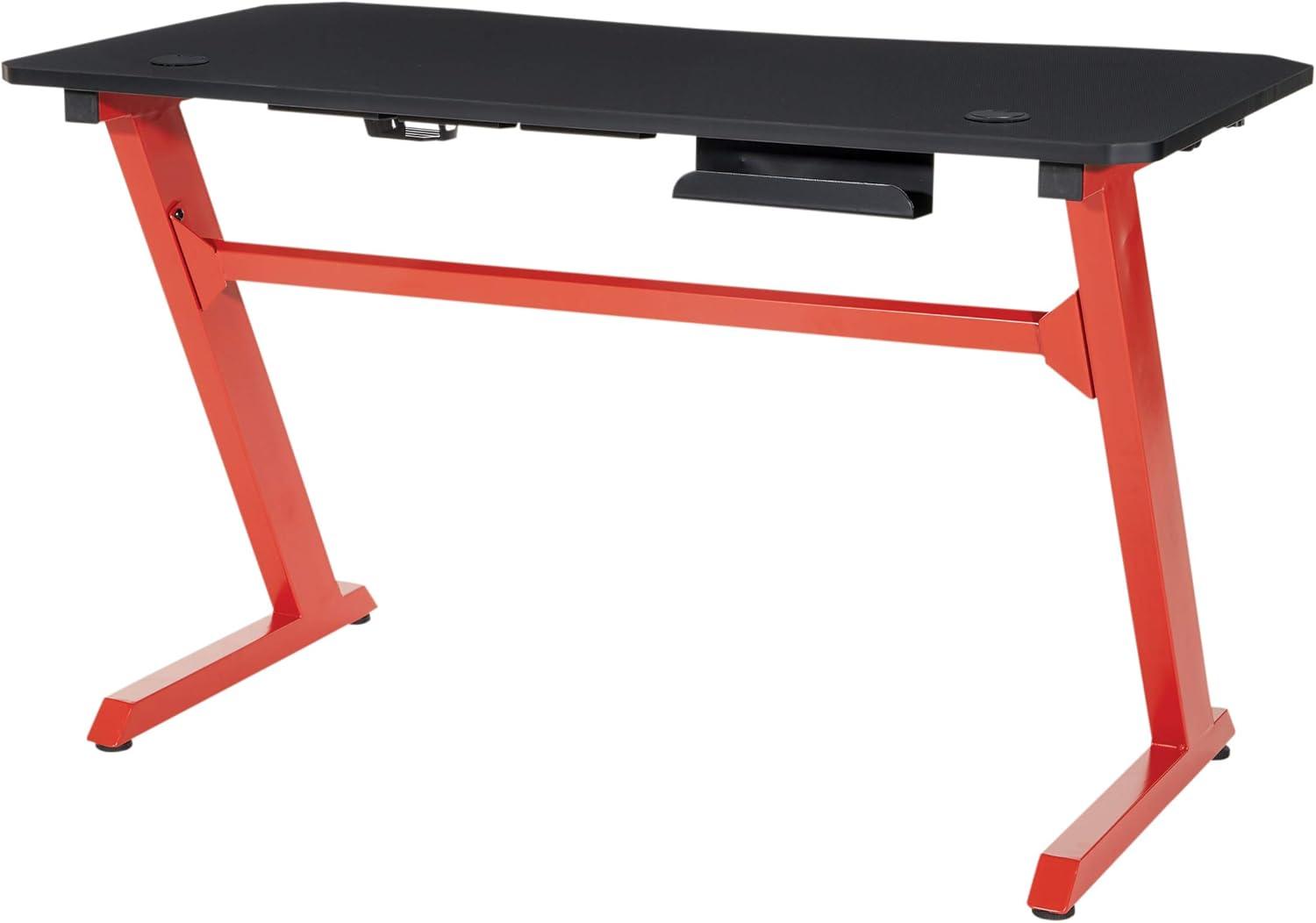 Ghost Battlestation Gaming Desk in Matte Black Top and Red Legs