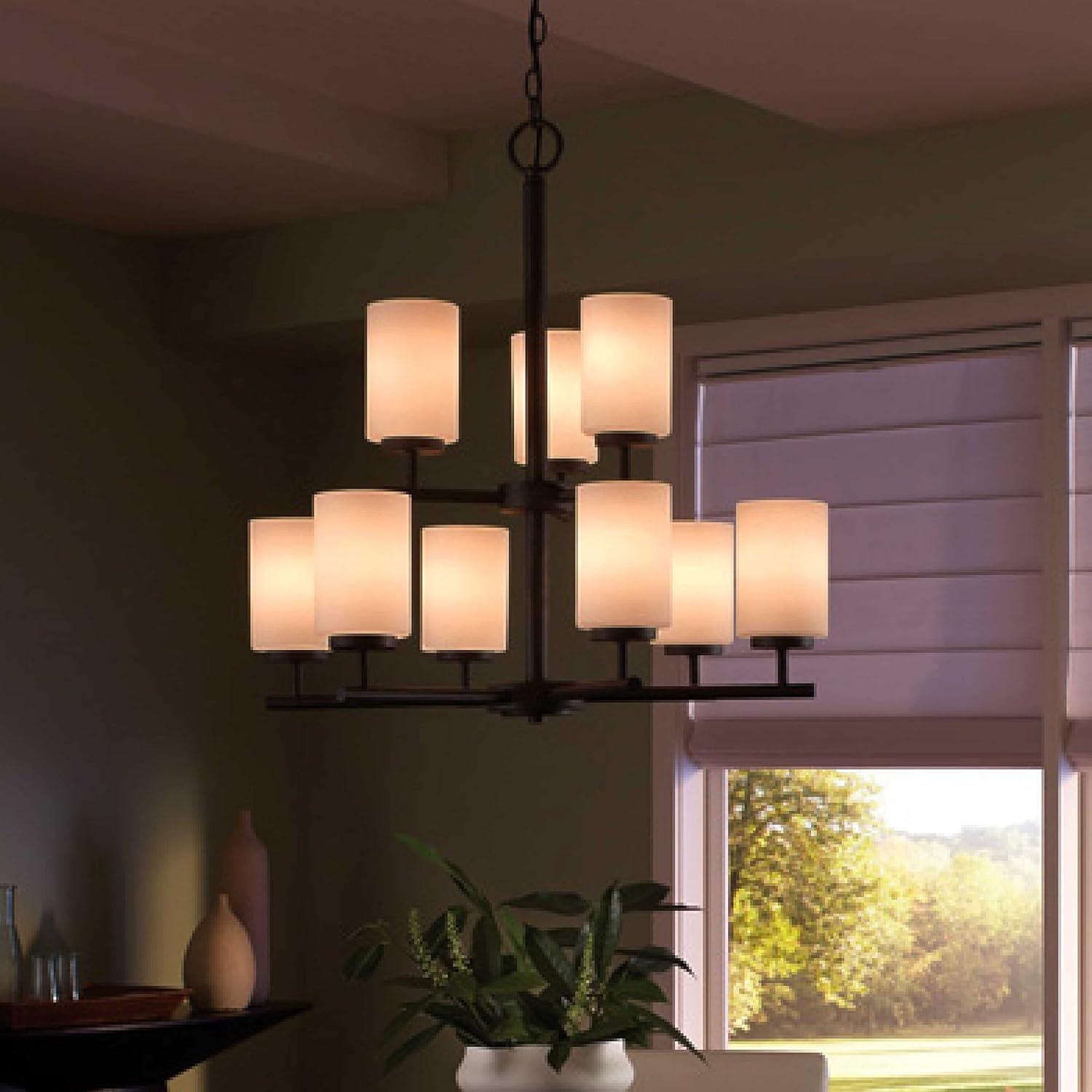 Oslo 26" Black Steel Chandelier with Opal Glass Shades