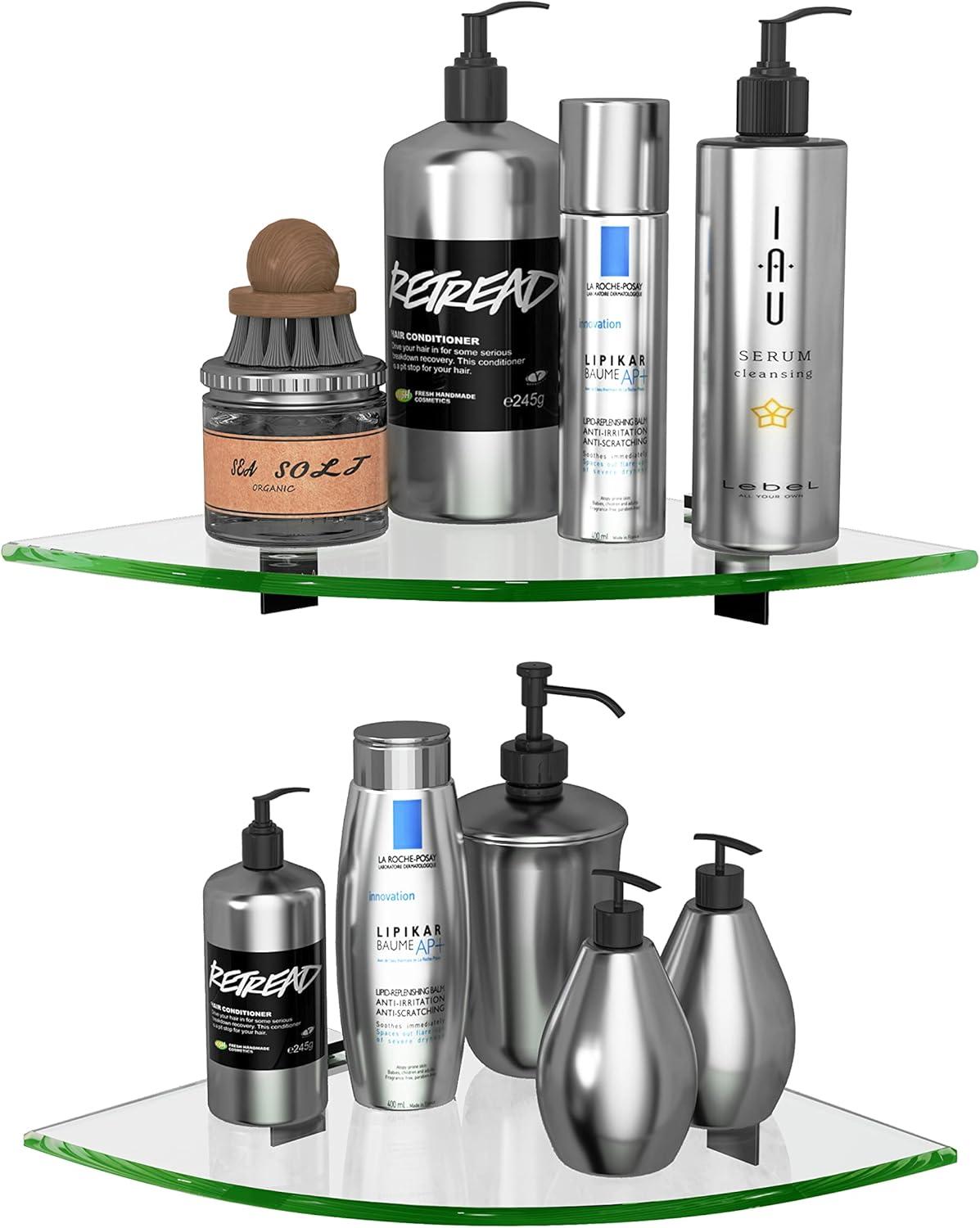 GeekDigg Glass Shelf Shower Caddie, 2-Pack Clear