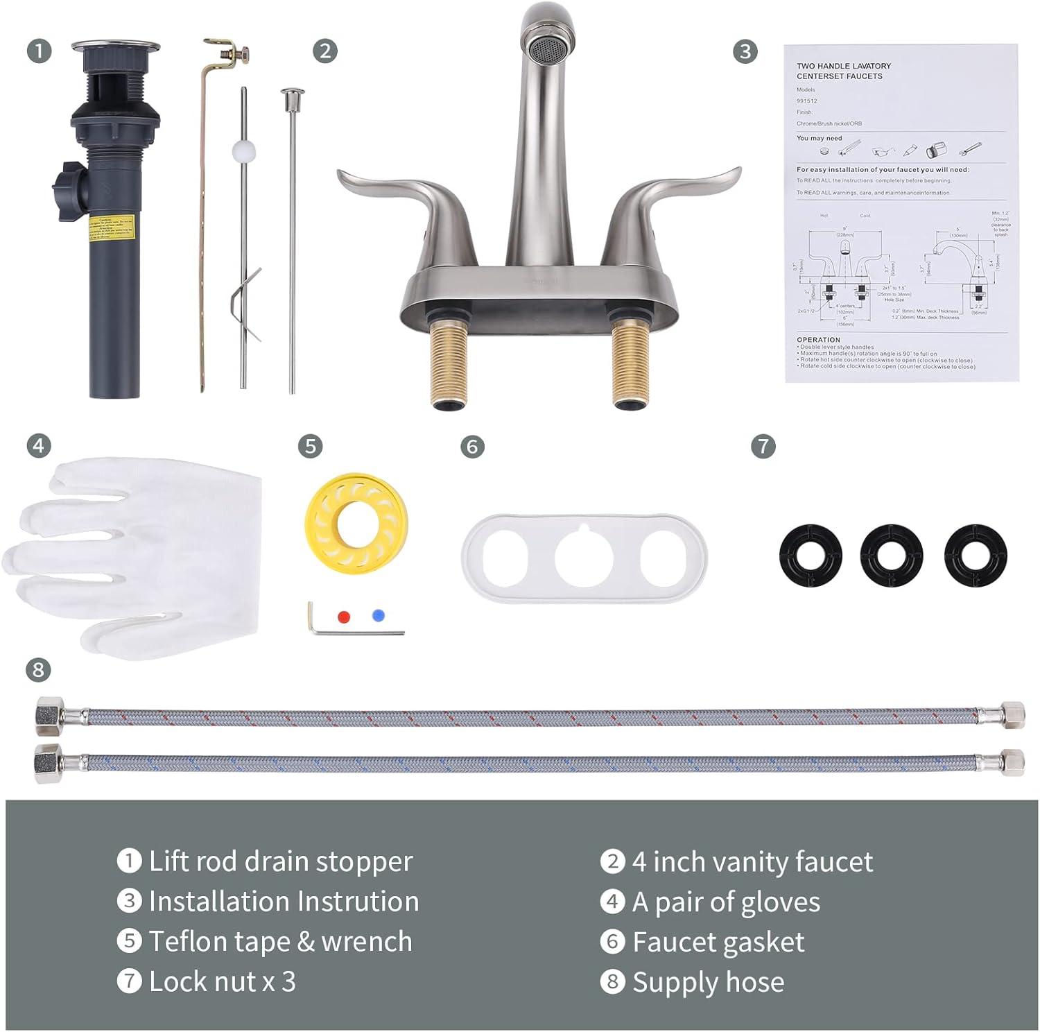 Centerset 2-handle Bathroom Faucet with Drain Assembly