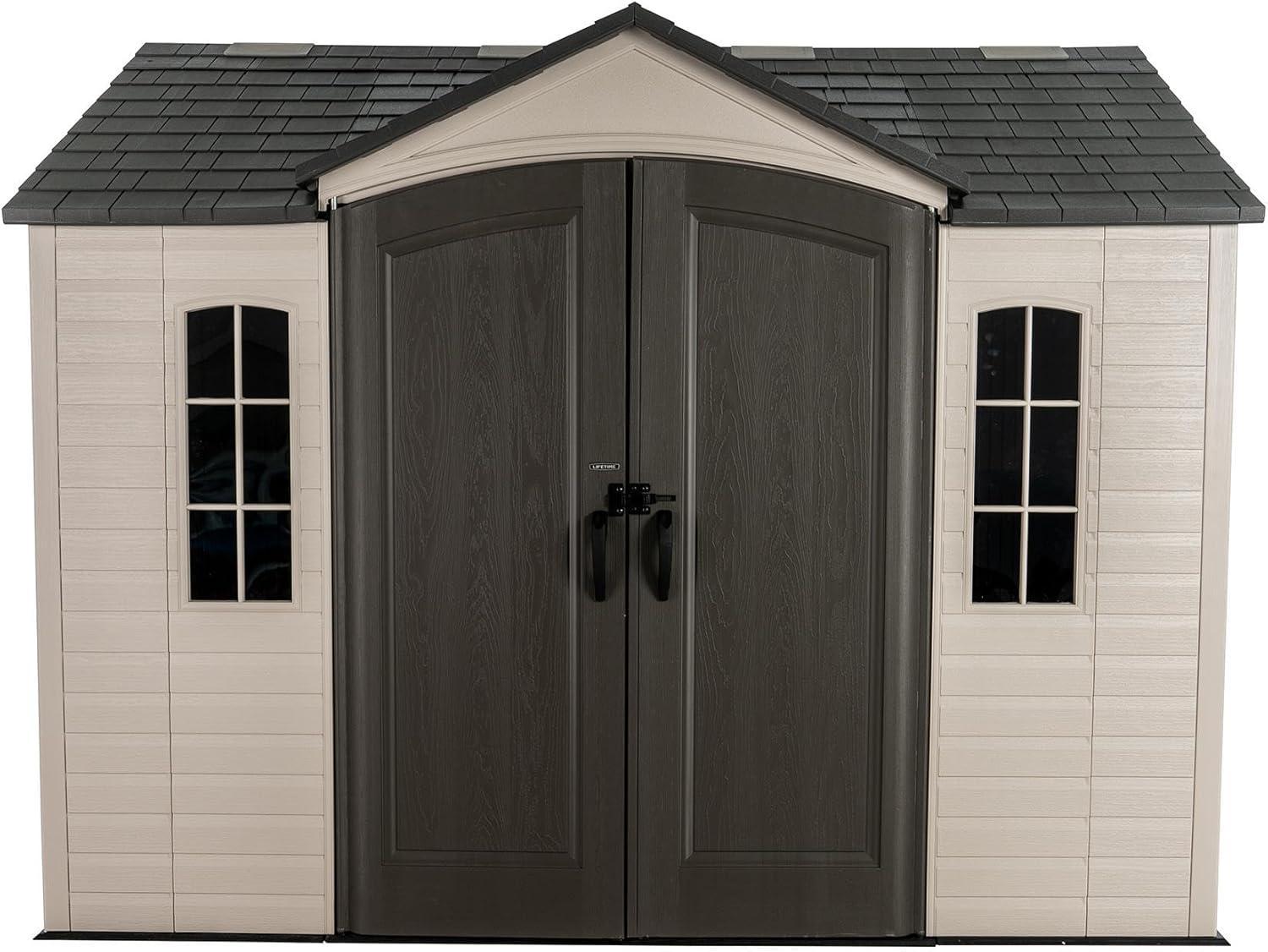 10 Ft. x 8 Ft. High-Density Polyethylene Outdoor Storage Shed with Steel-Reinforced Construction