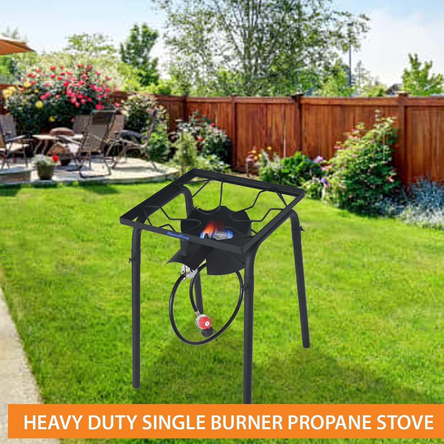 Flame King Heavy Duty 100,000 BTU Turkey Fryer Single Propane Burner Bayou Cooker Outdoor Stove