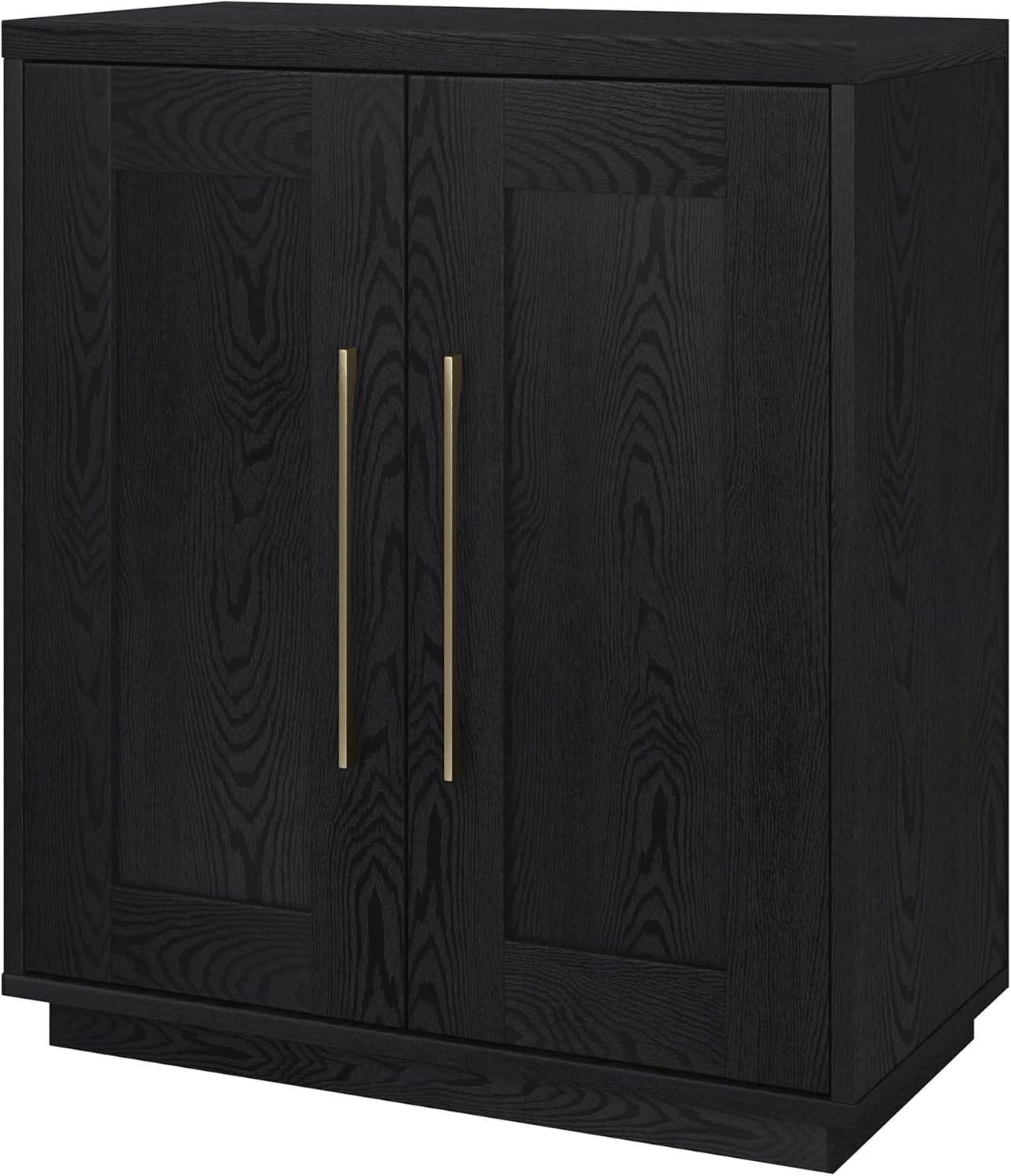 Evelyn&Zoe Tillman 28" Wide Rectangular Accent Cabinet, Black Grain