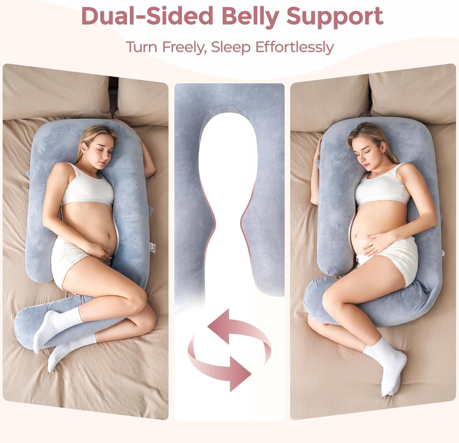 Dreamlign Velvet Grey Adjustable Full Body Maternity Pillow
