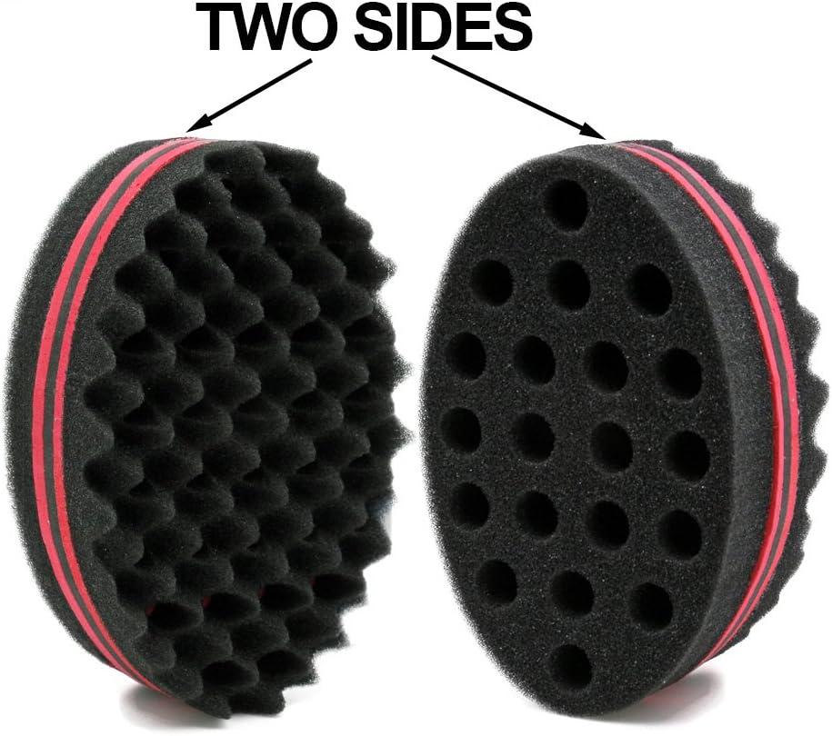 BEWAVE Big Holes Barber Hair Brush Sponge Dreads Locking Twist Afro Curl Coil Wave Hair Care Tool (2 Count)