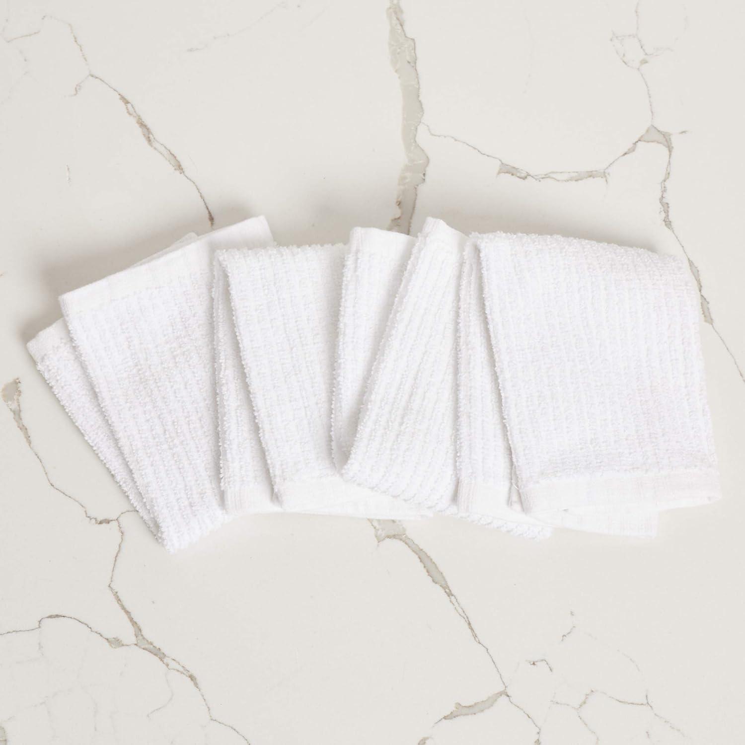 Living Fashions 12 Pack Terry Dish Cloths - Cleaning Dish Cloth Towels Bulk Set - Size 12" x 12"