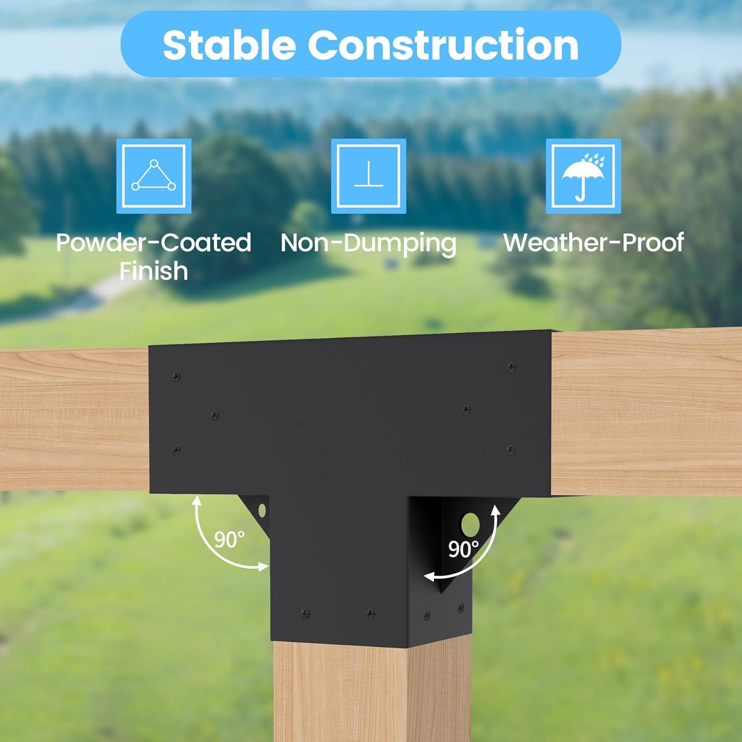 Pergola Kit Elevated Wood Stand Kit Woodwork for 4"x 4" (Actual 3.5" x 3.5"), Wooden Gazebo Kit for 3-Way Pergola Brackets with Pergola Base Brackets - Includes Screws