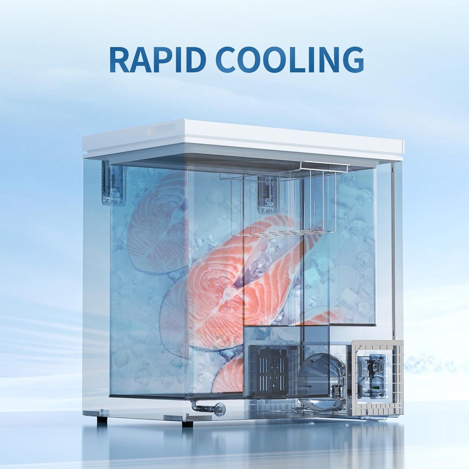 BANGSON 7.0 Cu.Ft Chest Freezer, Deep Freezer with Adjustable Thermostat, Top Open Door Freezer with Removable Basket