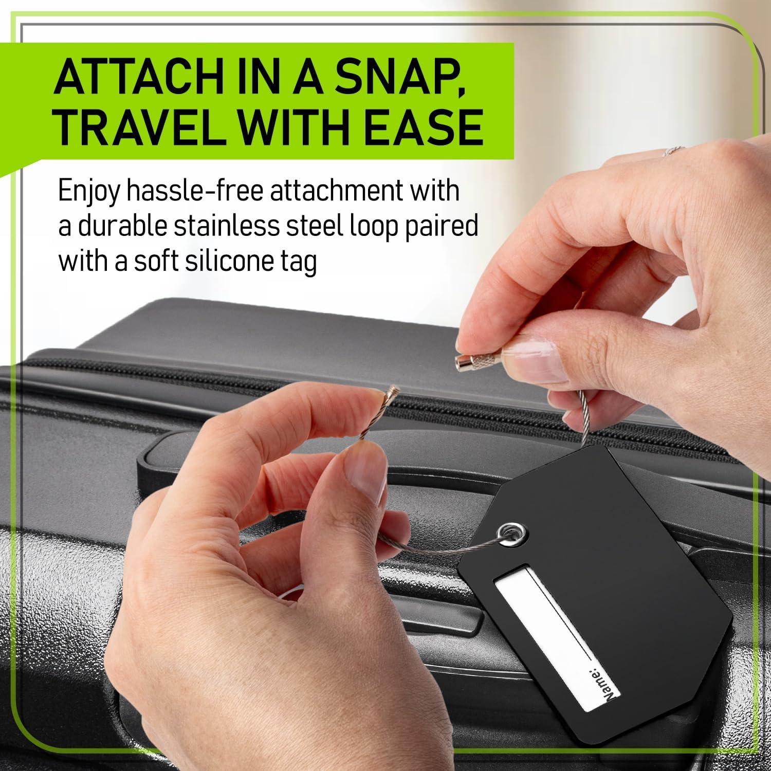 Untethered 4-Pack Luggage Tag Set | Luggage Tags, Luggage Tags for Suitcases, Bag Tag, Luggage Tags 4 Pack, Suitcase Tags, Identifiers Travel Bag Tags for Luggage, Name Travel Tags for Luggage