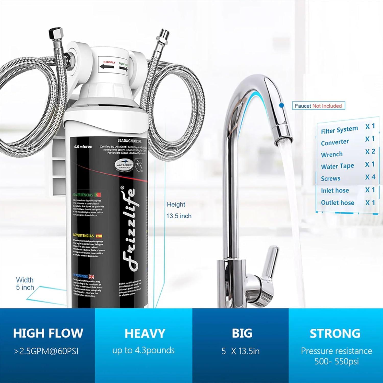 Frizzlife High Capacity Under Sink Water Filter System