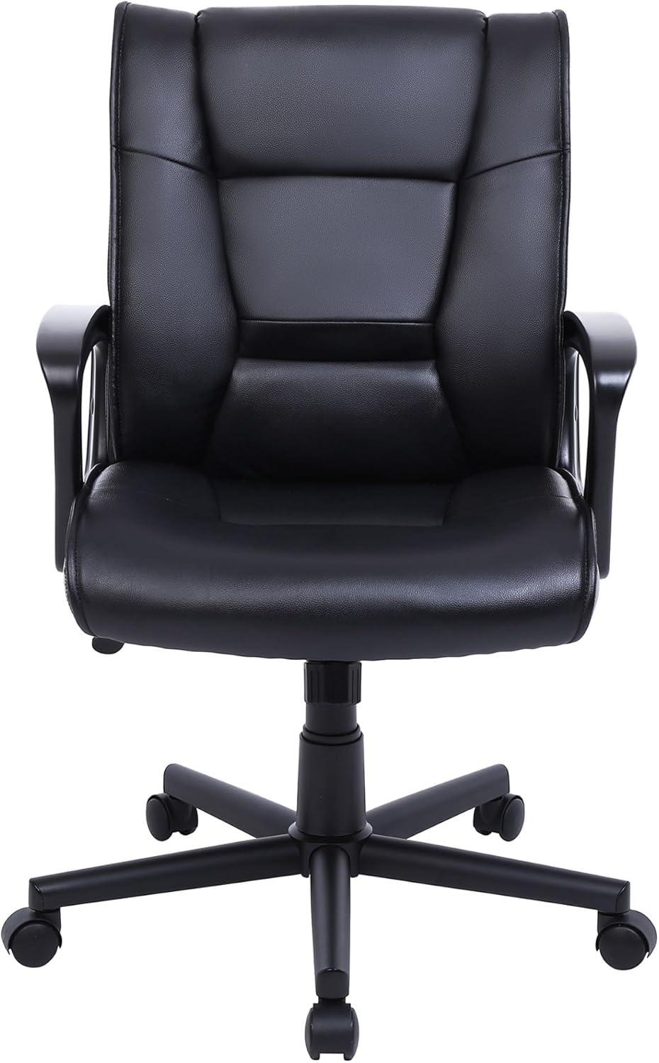 Rezzi Black Vegan Leather Mid-Back Manager Chair