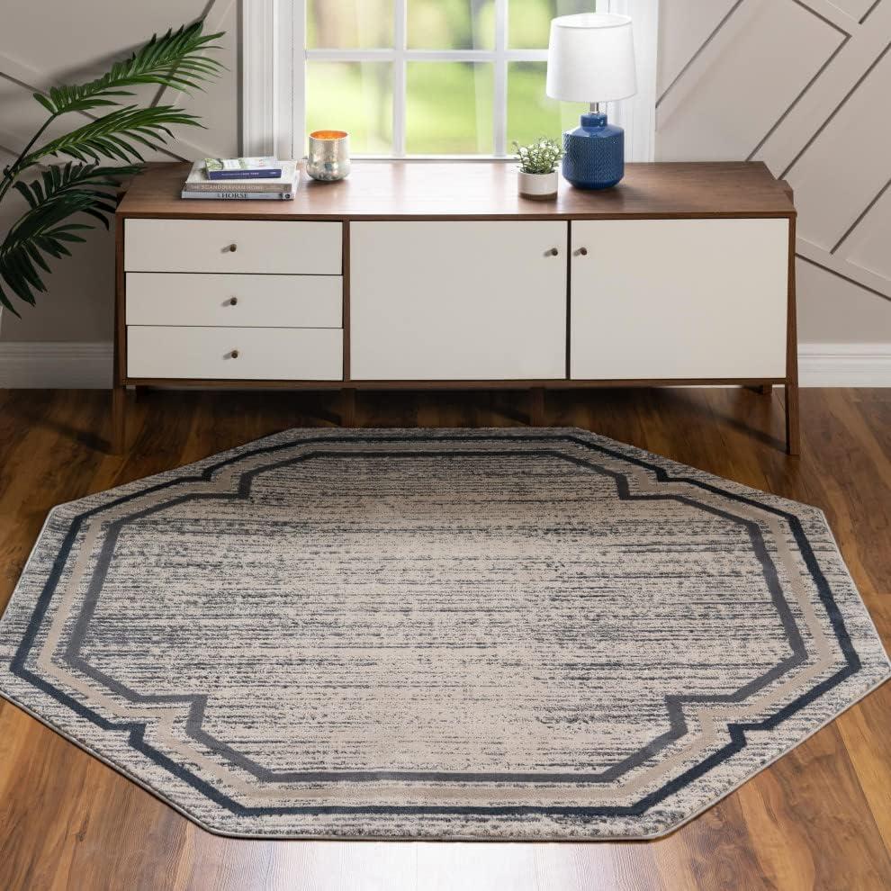 Unique Loom Oasis Collection Area Rug - Fountain (6' Octagon Gray/Ivory)