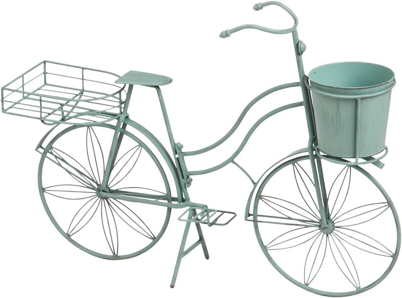 Evergreen Vintage Teal Bicycle Planter Outdoor Safe Decor
