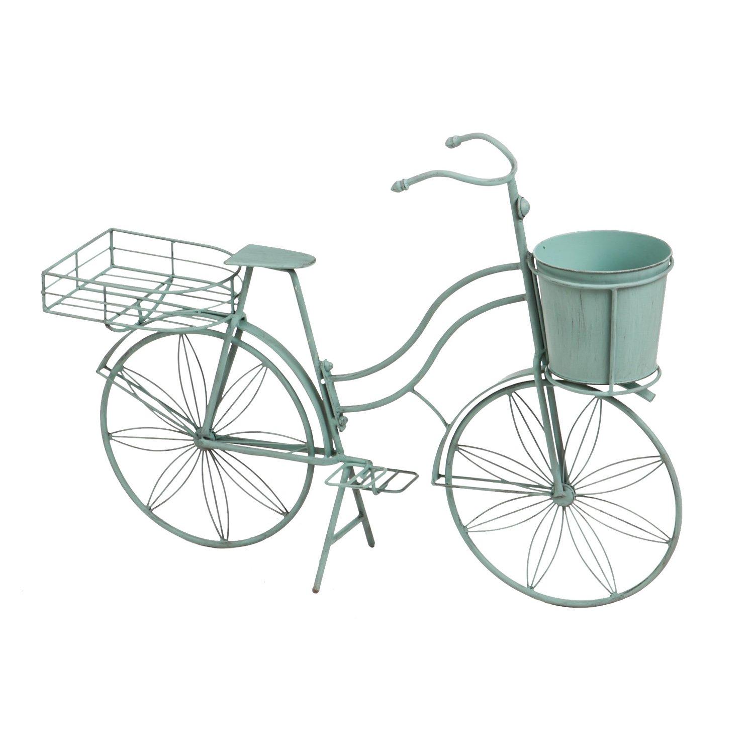 Evergreen Vintage Teal Bicycle Planter Outdoor Safe Decor