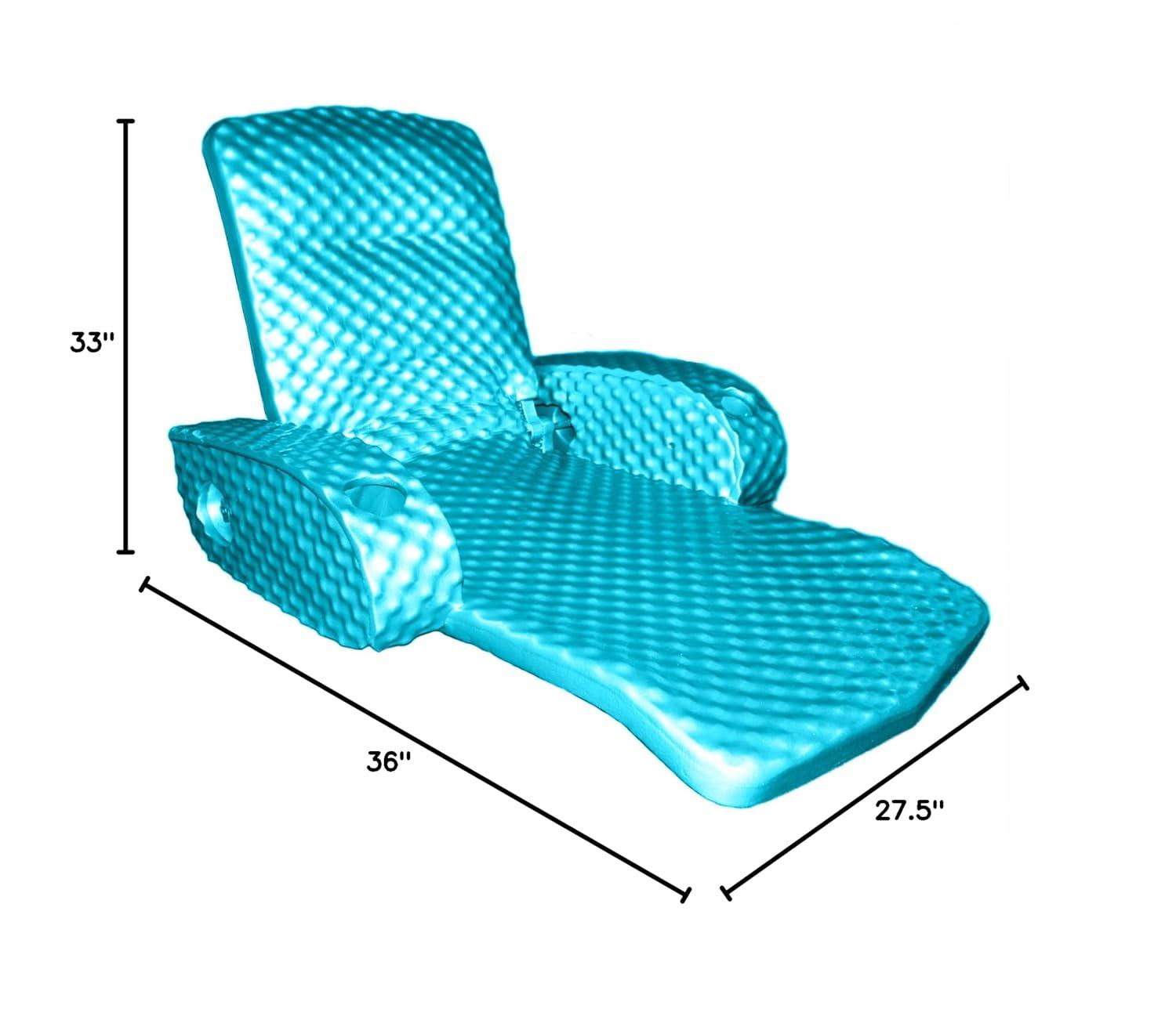 TRC Recreation Super Soft Adjustable Pool Recliner Float Portable Comfortable Chair Lounger with Cup Holders for Swimming Pool Essentials, Teal