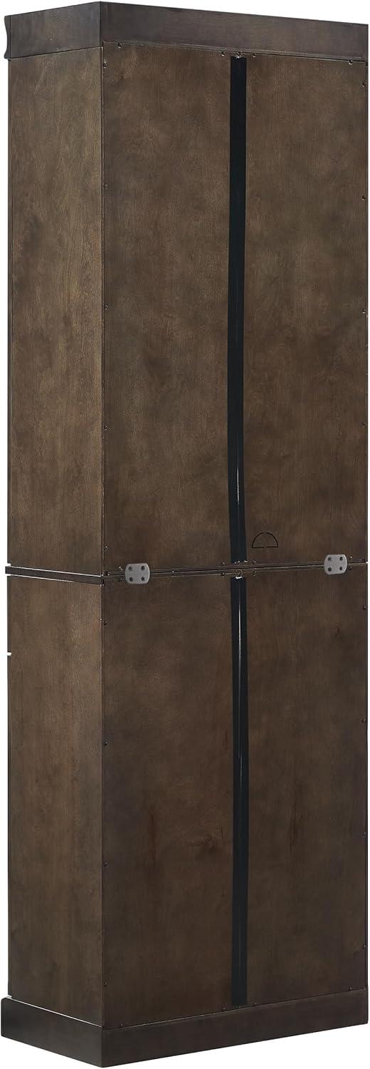 Crosley 78" Stanton Glass Door Kitchen Storage Pantry Cabinet Coffee: Traditional Style, Adjustable Shelves