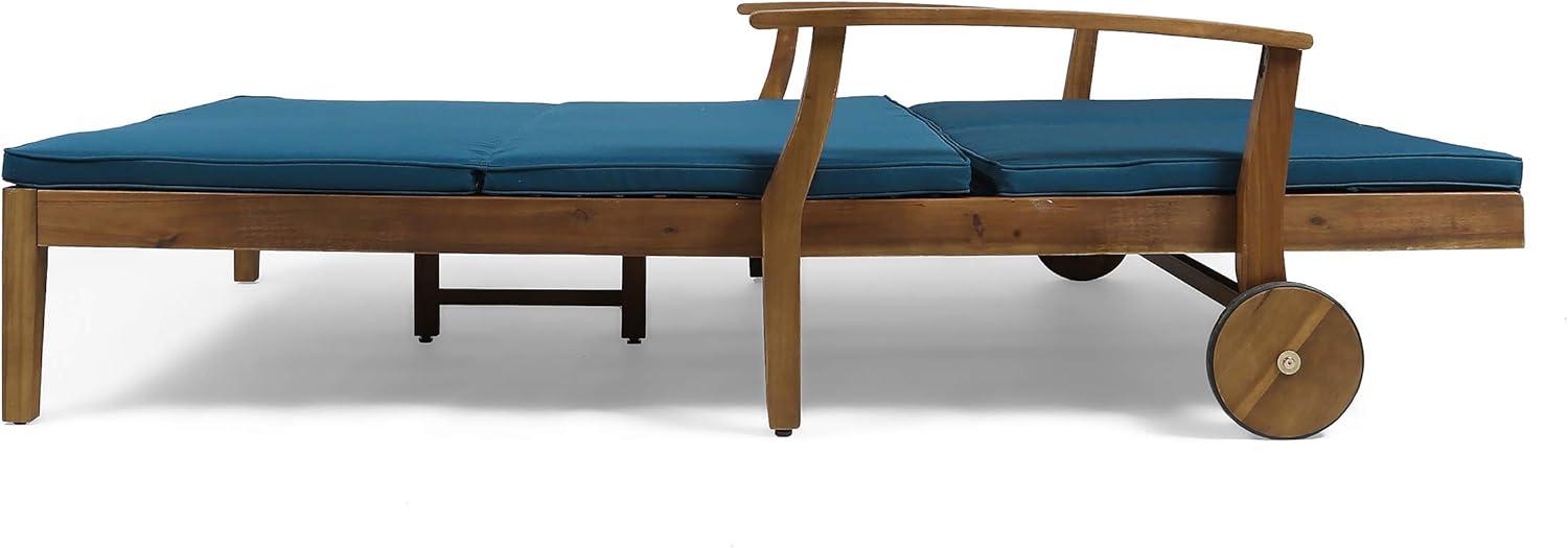 Perla Acacia Wood Double Chaise Lounge Teak/Blue - Christopher Knight Home