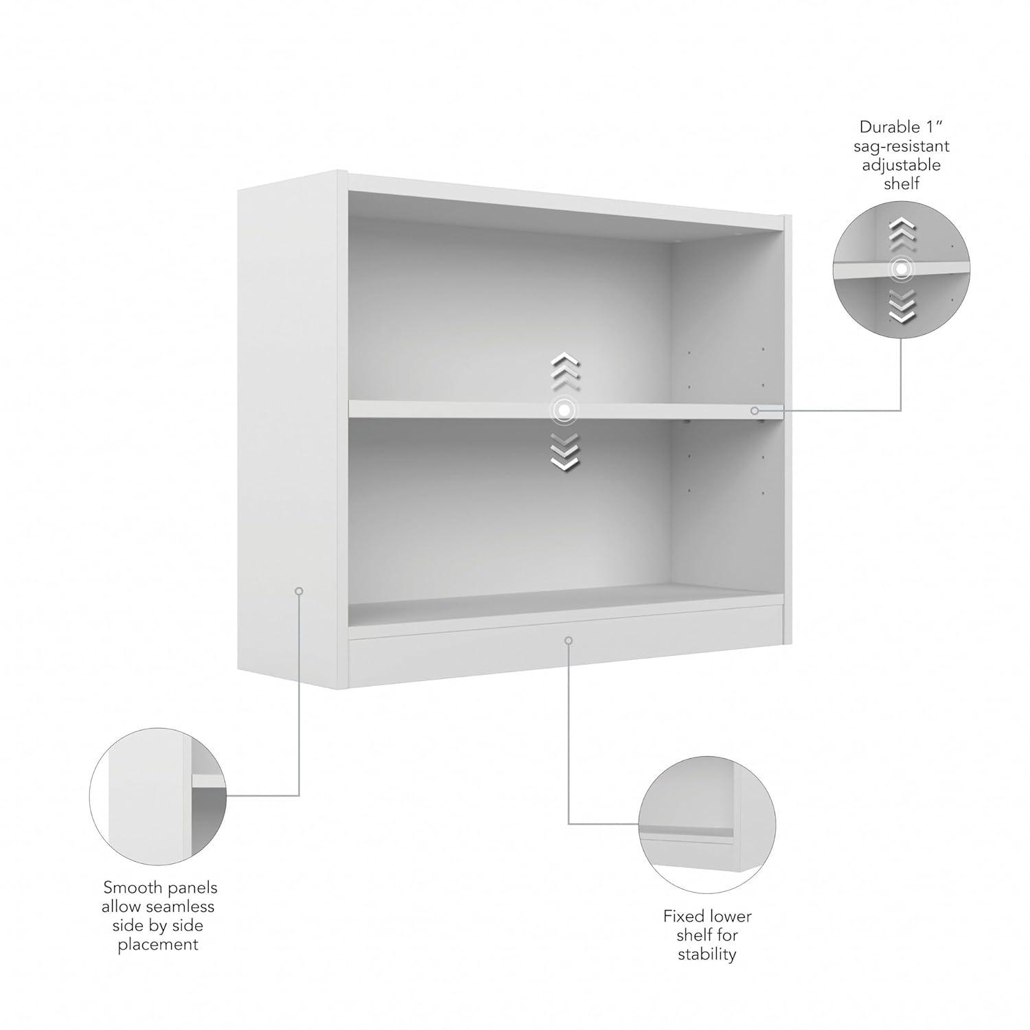 Bush Furniture Universal 5 Shelf Wood Bookcase in Pure White