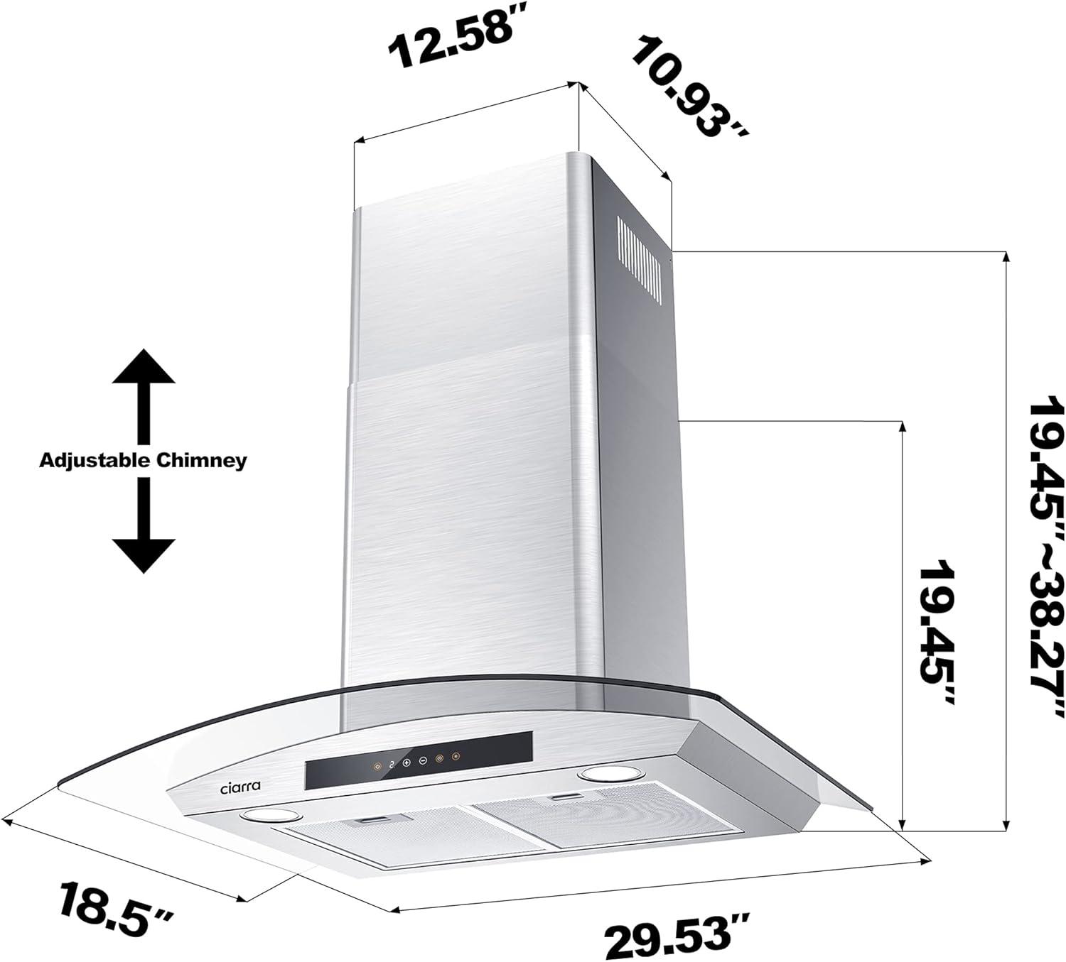 30-Inch Stainless Steel Wall Mount Convertible Range Hood