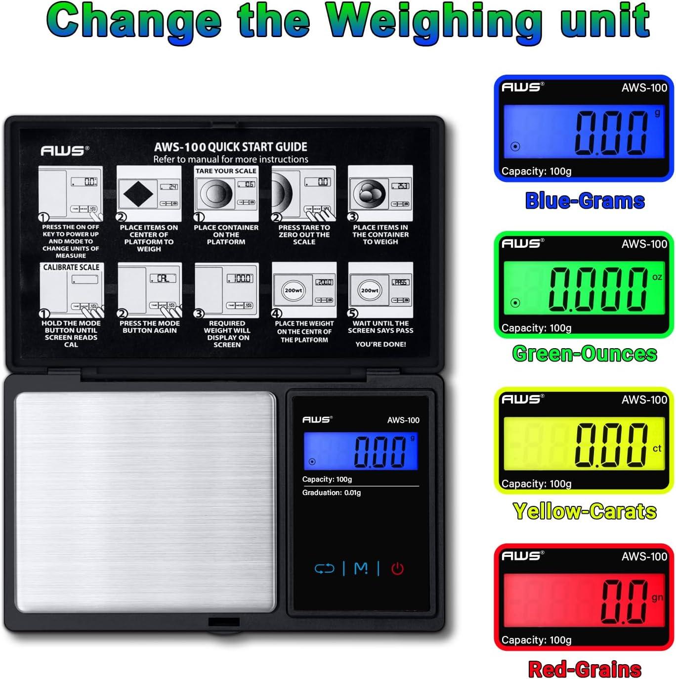 Black Stainless Steel Digital Pocket Scale with Calibration Weight