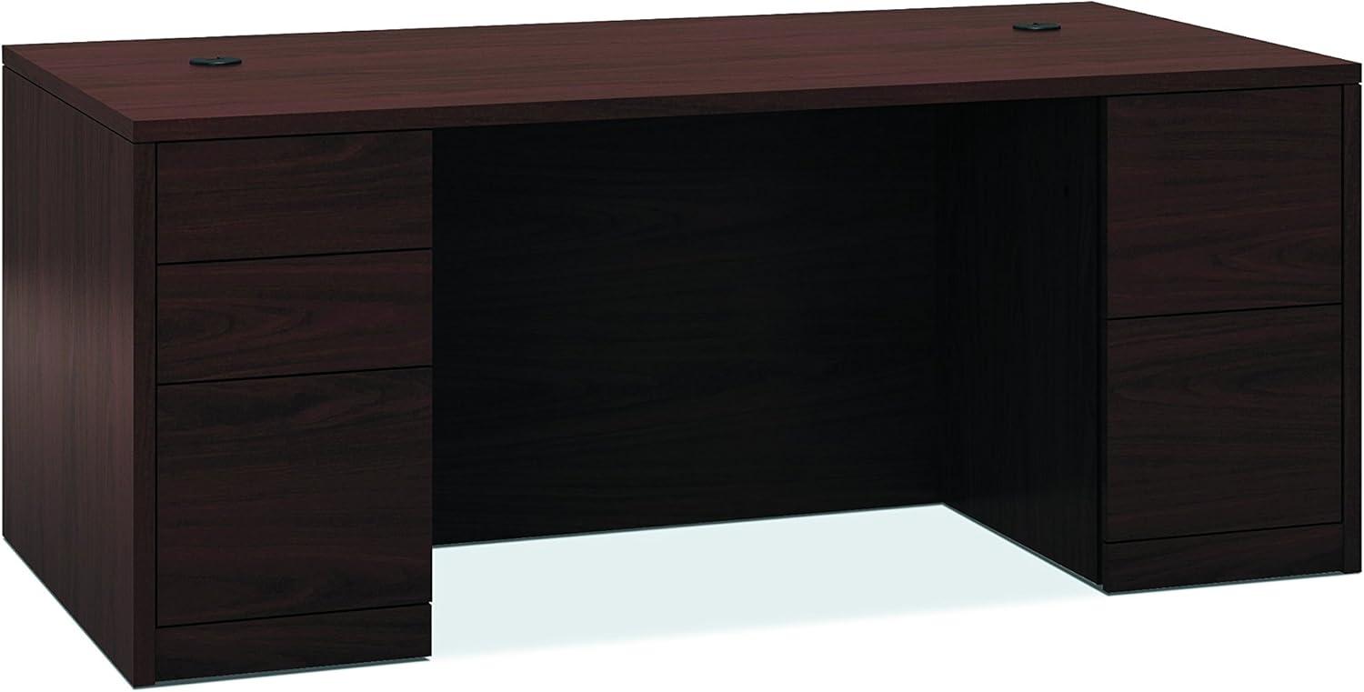 HON 10500 Series Mocha Laminate Furniture Components - 4-Drawer 60" x 30" x 29.5" , 1" Edge, 60" x 30"Work Surface - 4 x Box Drawer(s), File Drawer(s) - Double Pedestal - Square Edge - Material: Wood,