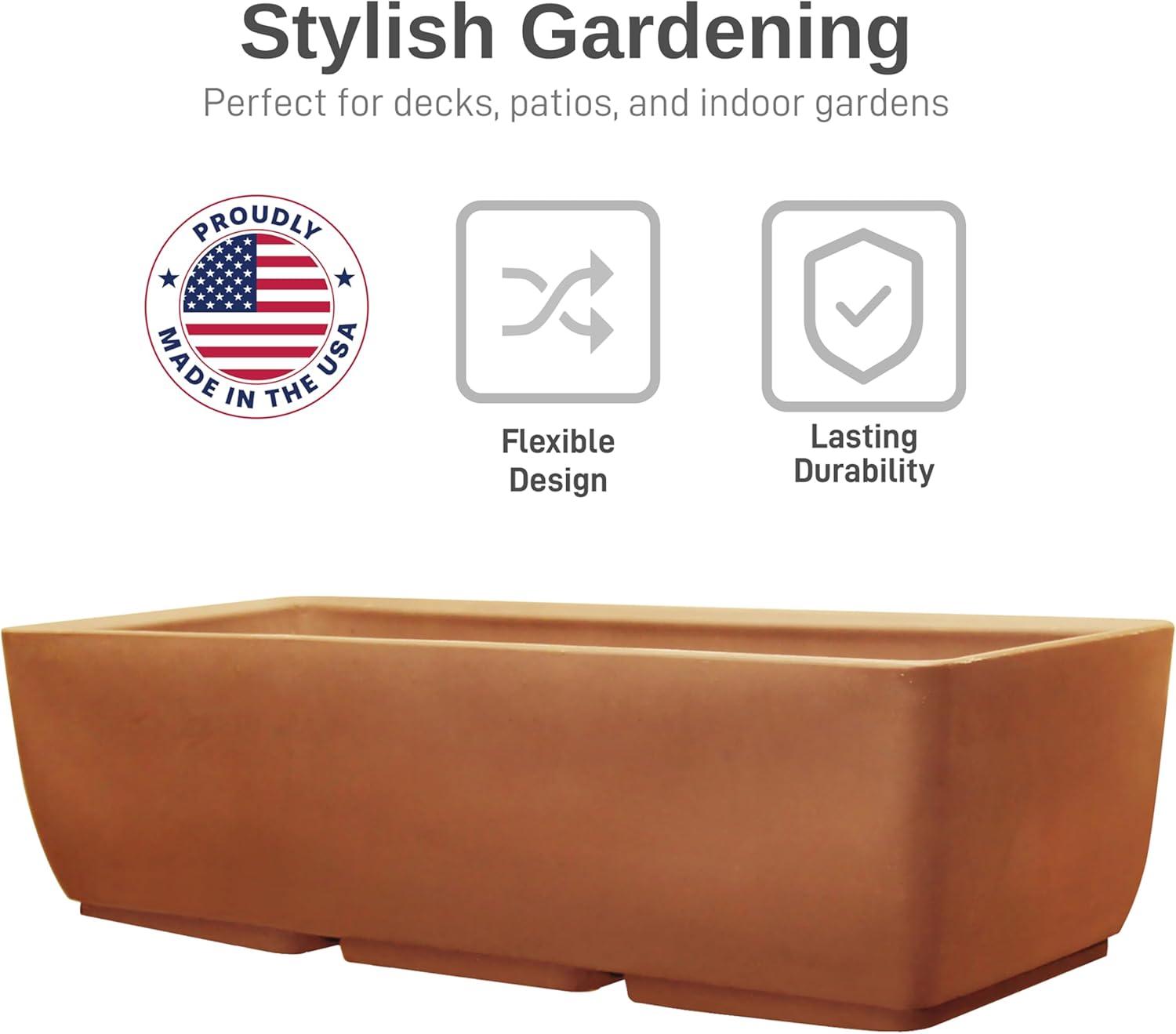 RTS Home Accents 36 inch x 15 inch Polyethylene Rectangular Planter, Terra Cotta Color