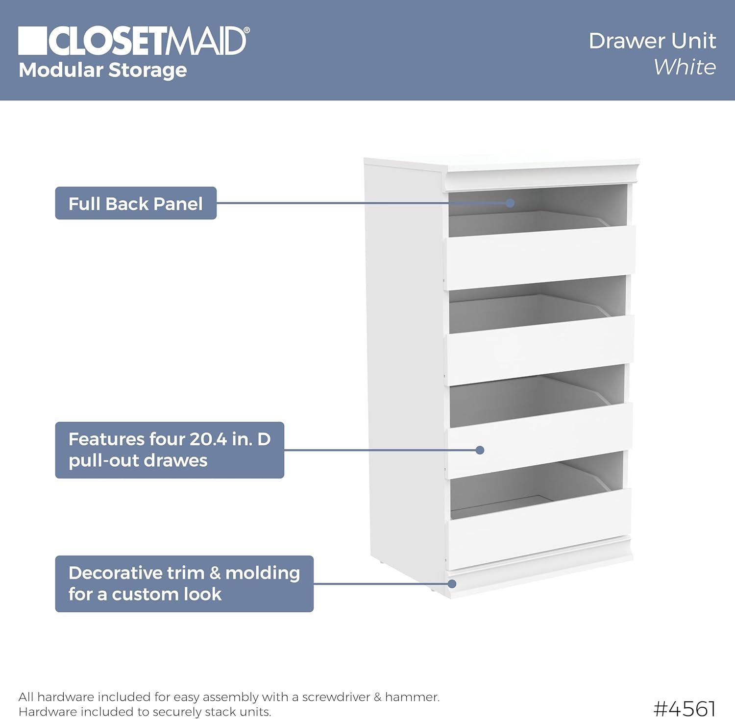 White Laminate 3-Shelf 4-Drawer Modular Closet System