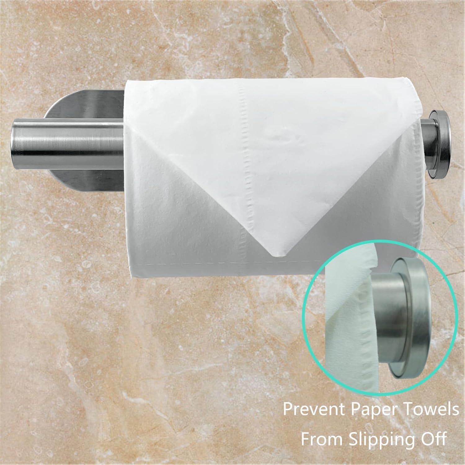 Toilet Paper Holder,Brushed Nickel,Wall Mount, Upgraded Adhesive Toilet Roll Holder,no Drilling,Bathroom/Rv/Washroom,SUS 304 Stainless Steel,Rustproof (Brushed Nickel, 1 Piece)