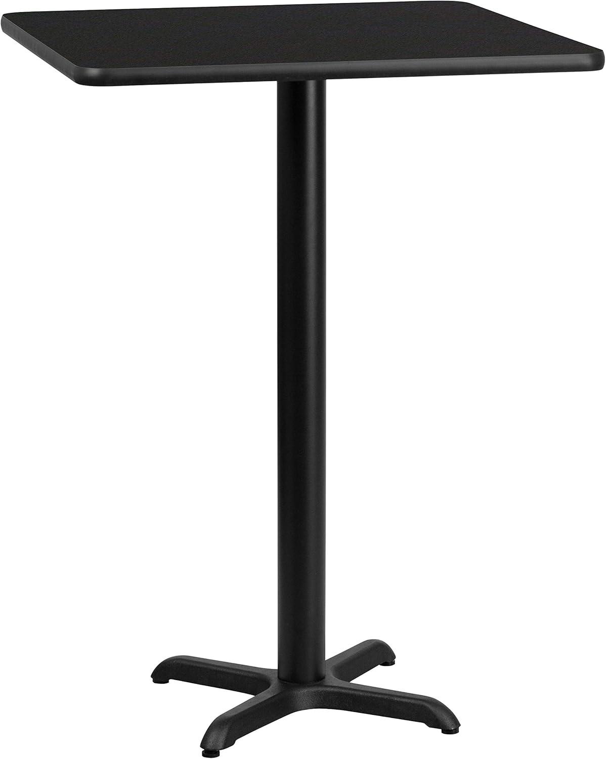 Emma + Oliver 24" Square Black Laminate Bar Table Top-22"x22" Base