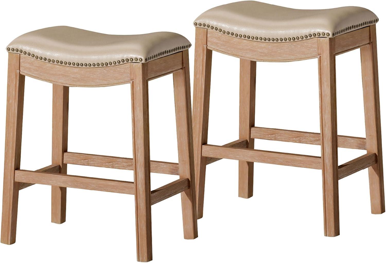 Maven Lane Adrien Backless Saddle Kitchen Stool, Set of 2