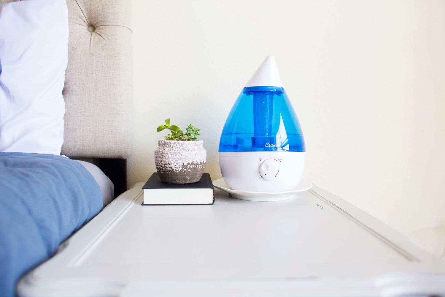 Crane USA 1 Gal. Cool Mist Ultrasonic Humidifier for Bedroom, Office, Nursery, Blue/White, Crane USA